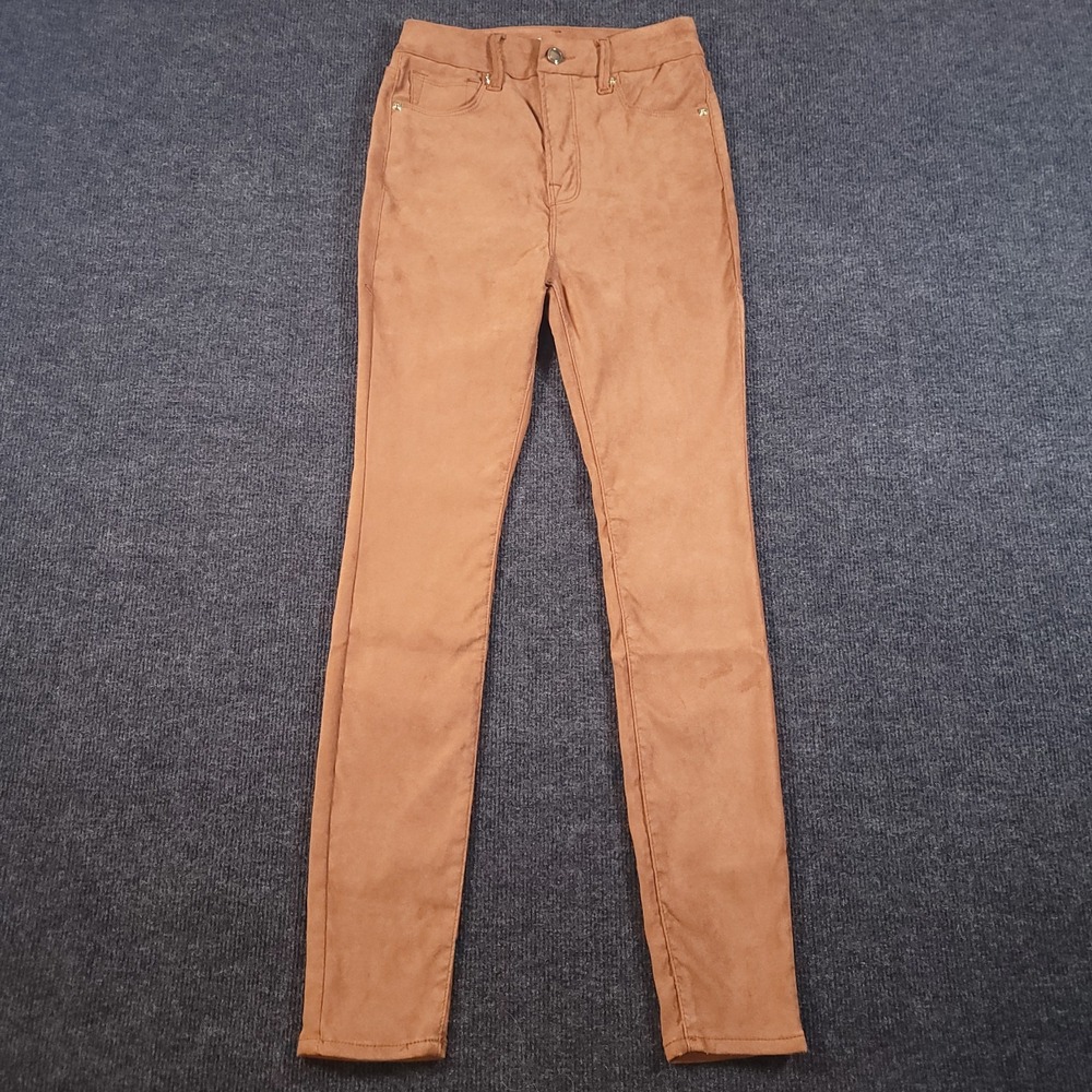 Good American Good Waist Faux Suede Skinny Pants Tobacco Brown 2/26 - Picture 2 of 11